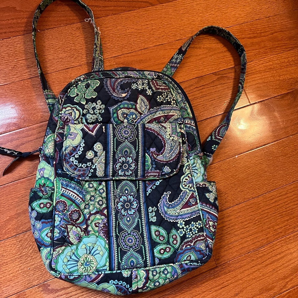 Vera Bradley Navy and Green Quilted Backpack